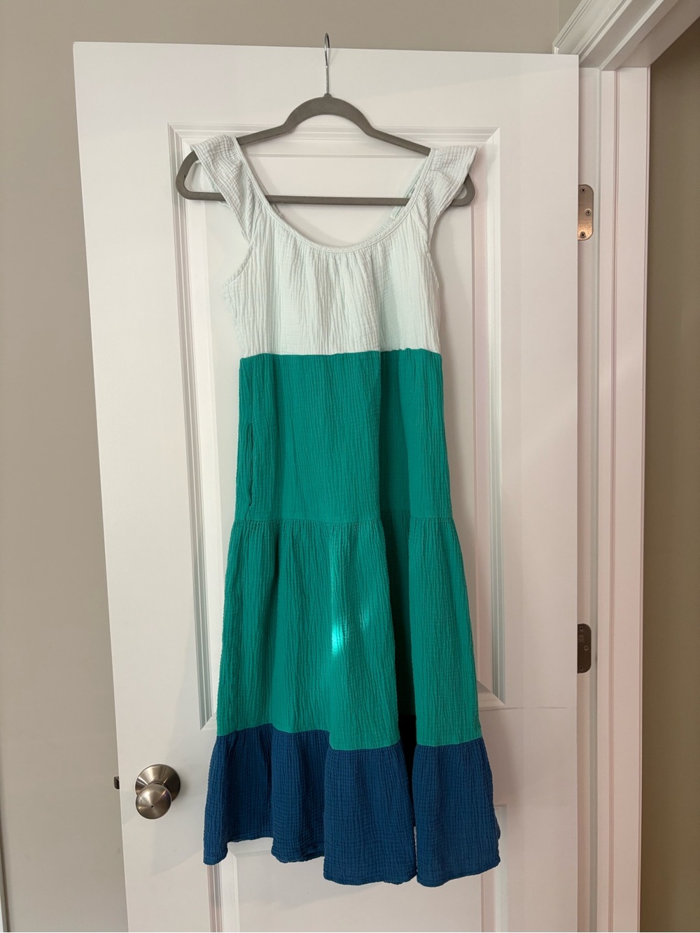 Vernacular Green Blue Color Block Gauze Tank Dress Size Small